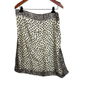 Vintage Mark of the Lion Silk Scarf 25x25 Made in Japan Black Ivory Graphic